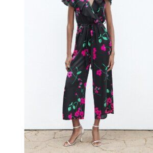 Zara Long Floral Print Jumpsuit Women's XL NWT